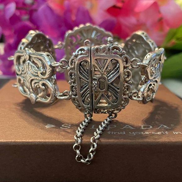 Silpada Sterling Silver Story Book Intricate Artisan Design Bracelet B2907 - Picture 5 of 15